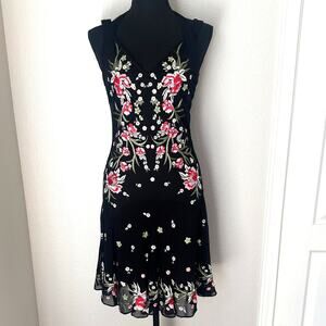 Karen Millen floral embroidered dropped waist halter neck formal dress, size 6,